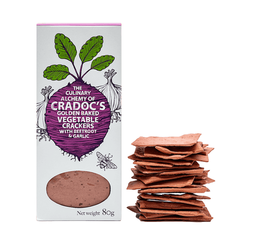 Cradoc’s Savoury Biscuits - Beetroot & Garlic Crackers - thewelshproducestall